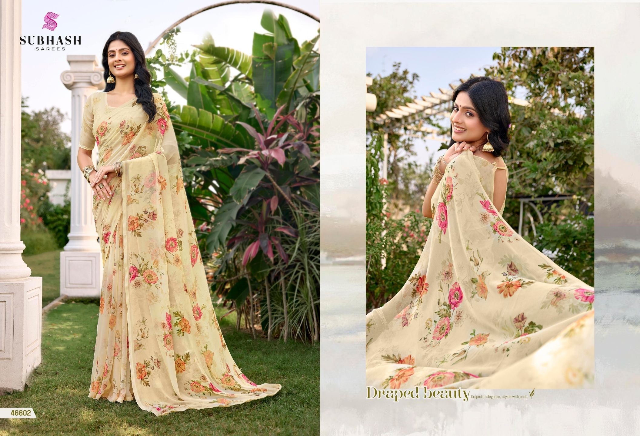 Gardenia-25 : Soft Georgette Floral Printed Saree with Printed Blouse