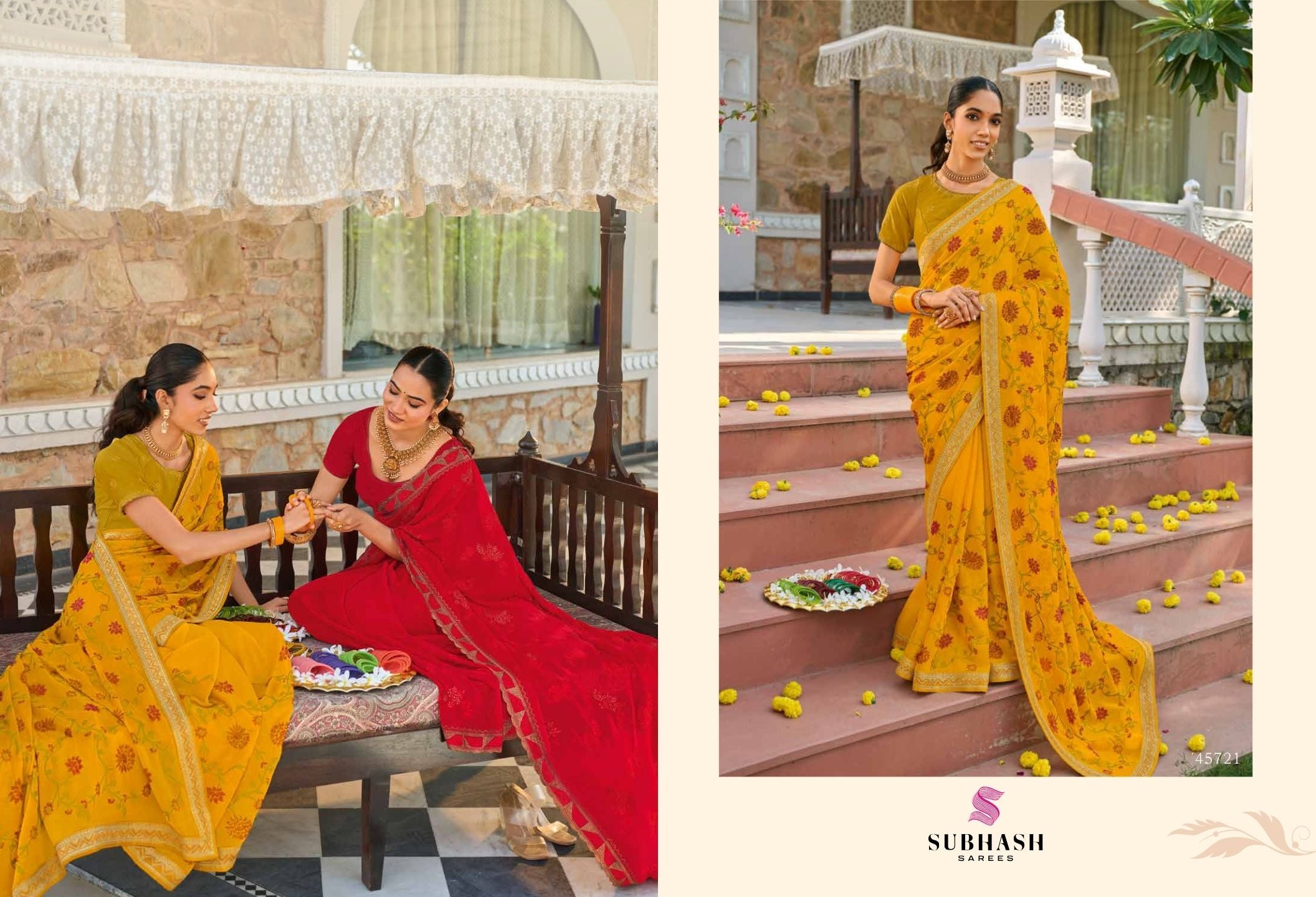 Maika: Chiffon Embroidered Sarees with Dupian Silk Blouse