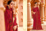 Vintage-27 : Chiffon Brasso Heritage Butti Print Sarees with Printed Tusser Silk Blouse