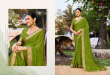 Riviera-28 : Soild Moss Chiffon Geo.Printed Saree with Chiffon Blouse