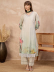Multi Pure Cotton Digital Printed A-Line Kurta Trouser With Printed Dupatta