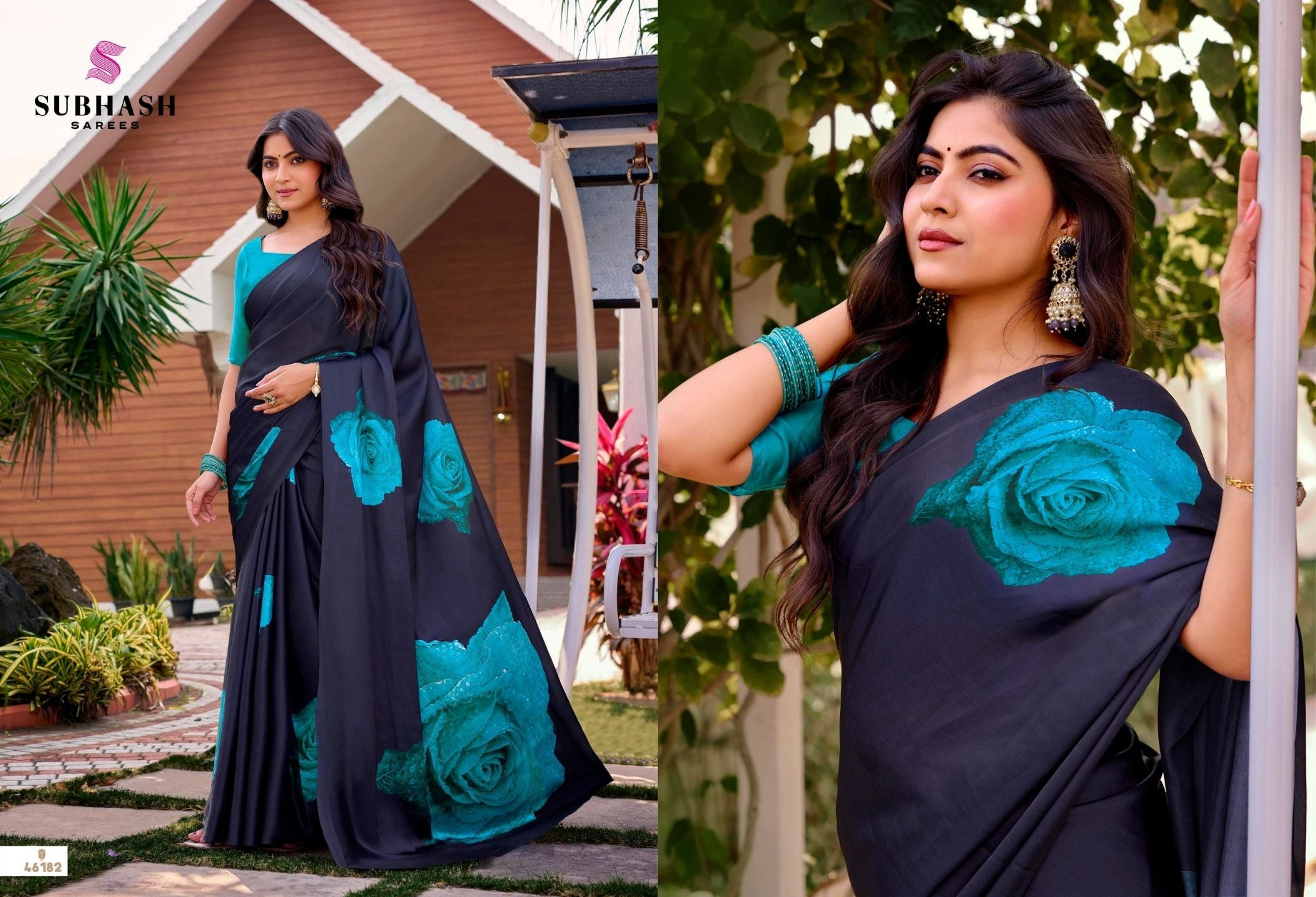 Dilnaaz: Satin Crepe Digital Floral Printed Sarees