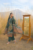 Green Pure Cotton Ajrakh Printed A-Line Kurta Trouser With Dupatta