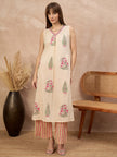 Multi Pure Cotton Floral Printed A-Line Sleeveless Kurta Trouser With Printed Dupatta