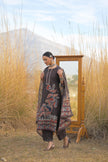 Brown Pure Cotton Ajrakh Printed A-Line Kurta Trouser With Dupatta