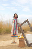 Multi Pure Cotton Ajrakh Printed A-Line Kurta Trouser With Dupatta