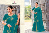 Rakshita: Chiffon Printed Embroidered Sarees with Tusser Silk Blouse