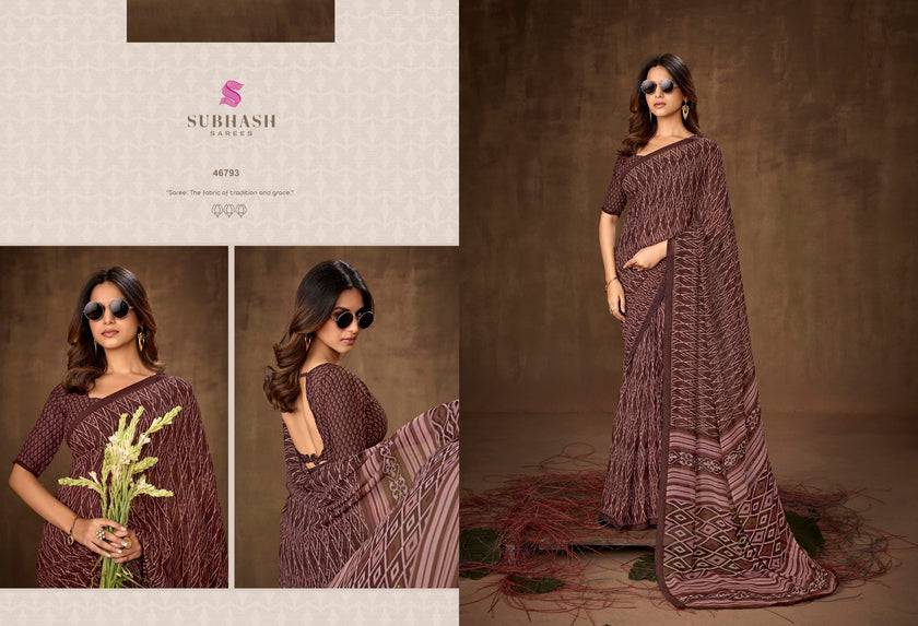 Homemaker-20 : Light Weight Georgette Printed Saree with Printed Blouse