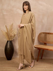 Beige Pure Cotton Floral Embroidered A-Line Kurta Trouser With Dupatta