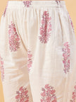 White  Pure Cotton  Printed  Anarkali Kurta  Trouser