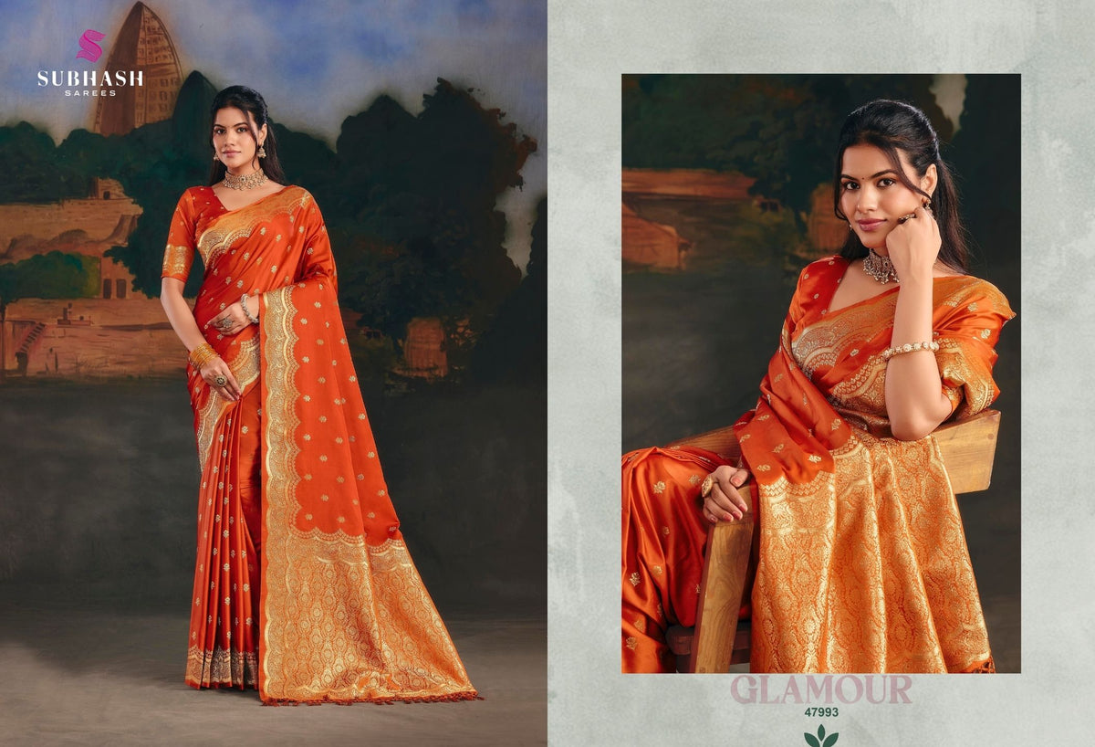 Pankhi - Mirzapur Special : Solid Silk Saree with Zari Border & Silk Blouse