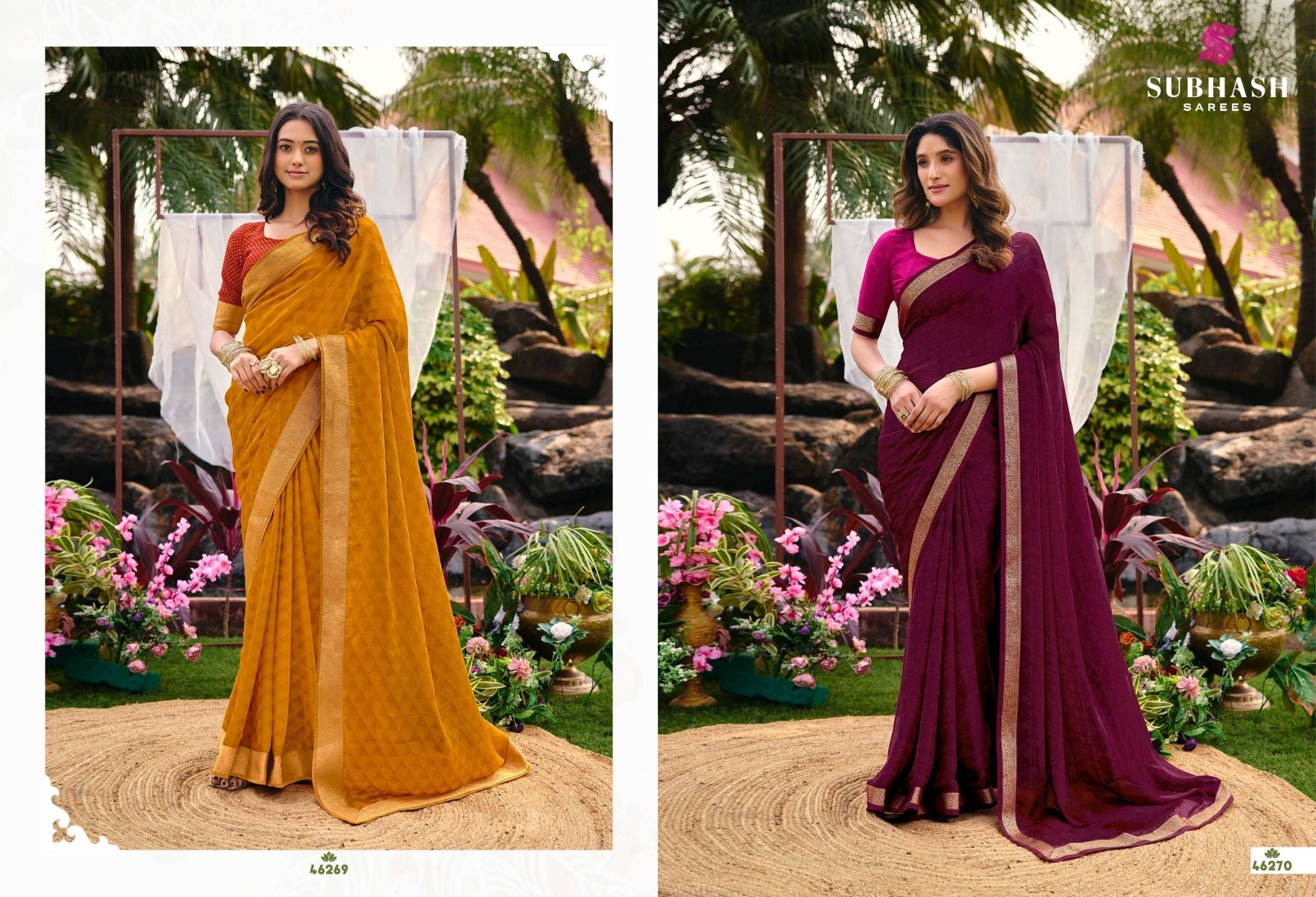 Riviera-27: Chiffon Printed Sarees with Georgette Blouse