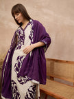 Purple Pure Floral Cotton Printed A-Line Sleeveless Kurta Trouser With Dupatta