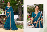 Riviera-28 : Soild Moss Chiffon Geo.Printed Saree with Chiffon Blouse