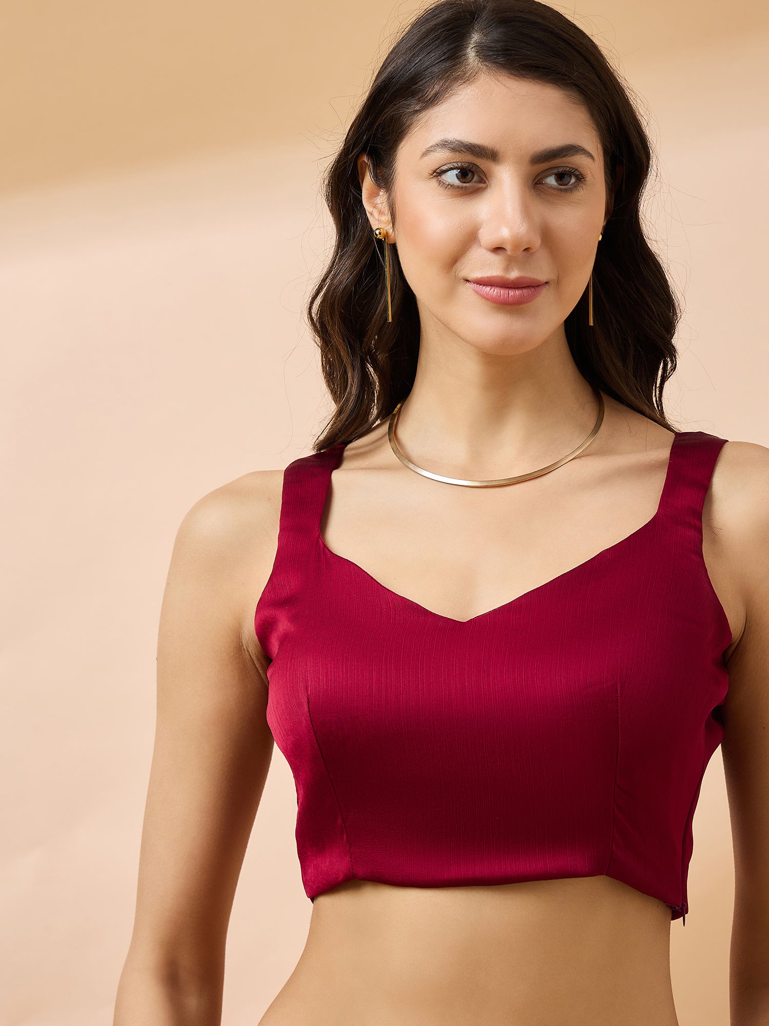 Maroon Satin Solid with Embroidered Lace Saree with Unstitched Fancy Blouse