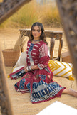 Red Pure Cotton Ajrakh Printed A-Line Kurta Trouser With Dupatta