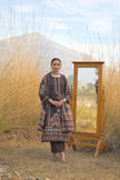 Brown Pure Cotton Ajrakh Printed A-Line Kurta Trouser With Dupatta