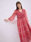 Multi Polyester Printed A-Line Dress
