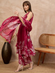 Rose Pure Cotton Floral Printed A-Line Sleeveless Kurta Trouser With Printed Dupatta