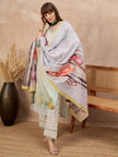 Multi Pure Cotton Digital Printed A-Line Kurta Trouser With Printed Dupatta