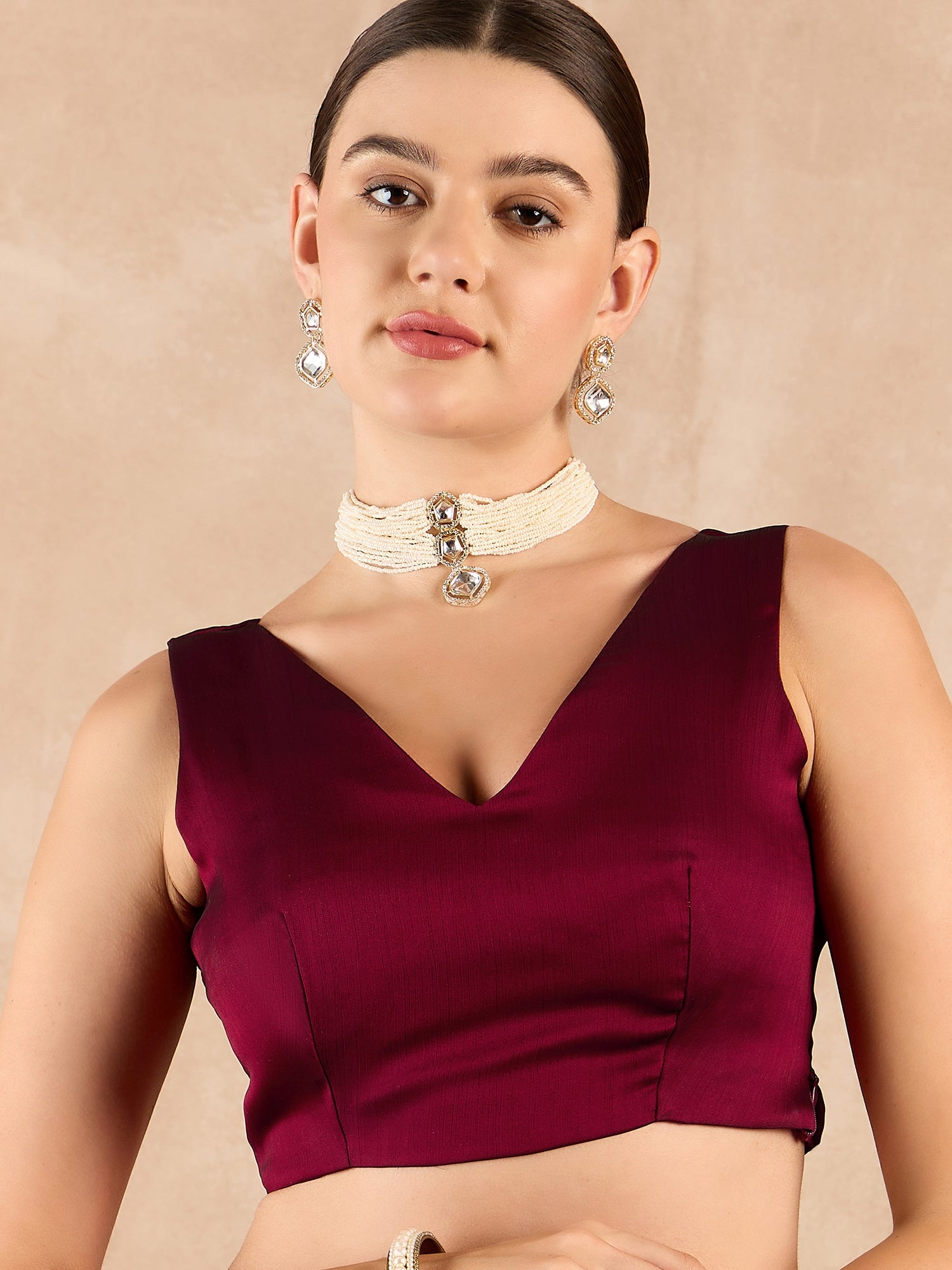 Maroon Satin Solid With Embroidered Border Saree with Unstitched Fancy Blouse