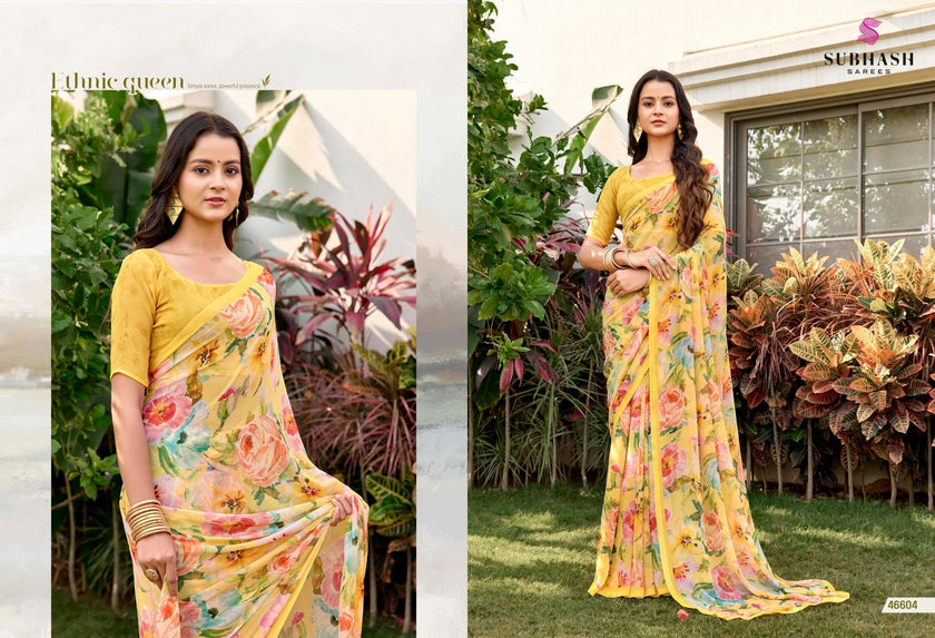 Gardenia-25 : Soft Georgette Floral Printed Saree with Printed Blouse