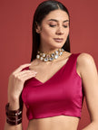 Pink  Satin Solid With Embroidered Border Saree with Unstitched Fancy Blouse