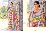 Rakshita: Chiffon Printed Embroidered Sarees with Tusser Silk Blouse
