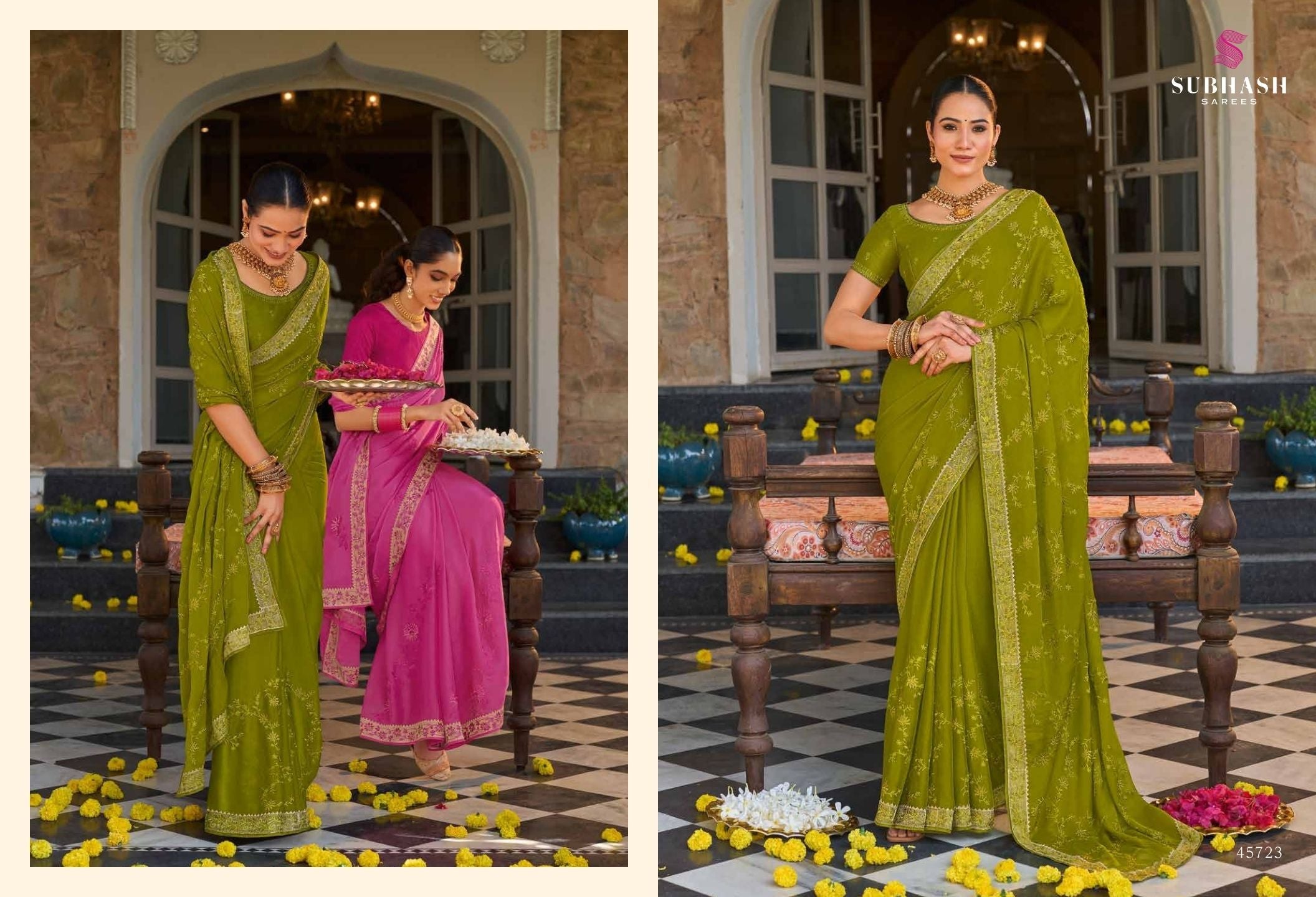 Maika: Chiffon Embroidered Sarees with Dupian Silk Blouse