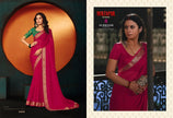 Rani - Mirzapur Special : Soild Sai Chiffon Saree with Gold Jari Border & Designer Blouse