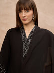 Black Pure Cotton Floral Embroidered A-Line Kurta Trouser With Dupatta