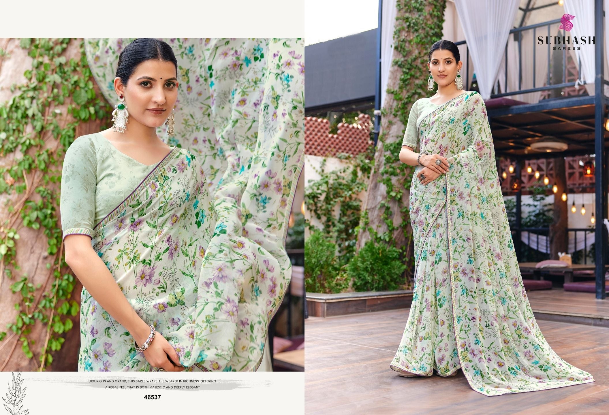 Kalyani-4 : Soft Georgette With Piping Border Floral Printed Saree with Printed Blouse