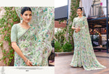 Kalyani-4 : Soft Georgette With Piping Border Floral Printed Saree with Printed Blouse