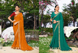 Riviera-28 : Soild Moss Chiffon Geo.Printed Saree with Chiffon Blouse