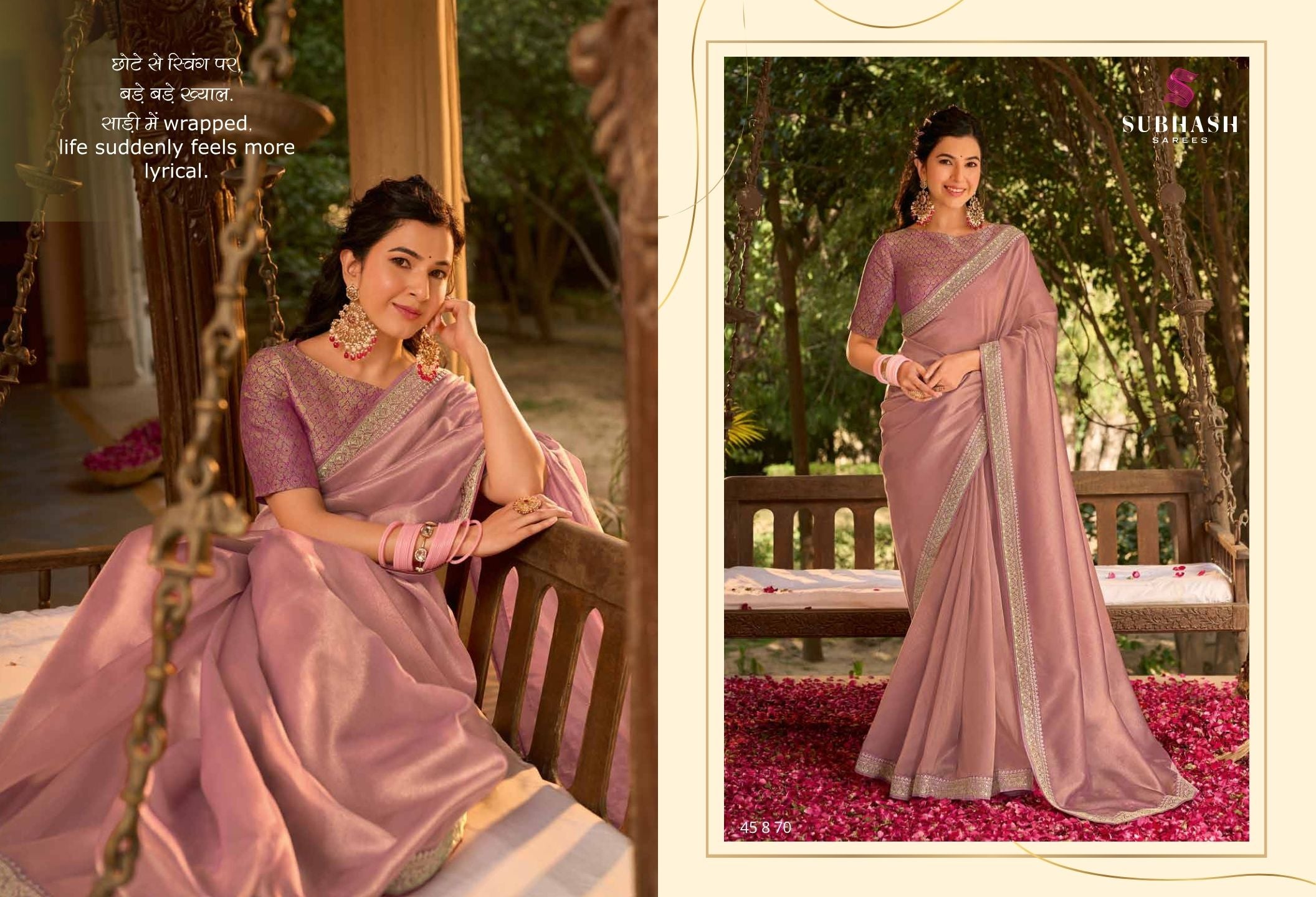 Saathiya: Chiffon Organza Designer Embroidered Sarees with Tusser Silk Blouse