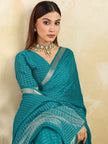 Green Silk Blend Solid Saree With Zari Border & Unstitched Blouse Featured In Mirzapur