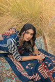 Blue Pure Cotton Ajrakh Printed A-Line Kurta Trouser With Dupatta