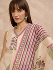 Multi Pure Cotton Floral Printed A-Line Sleeveless Kurta Trouser With Printed Dupatta