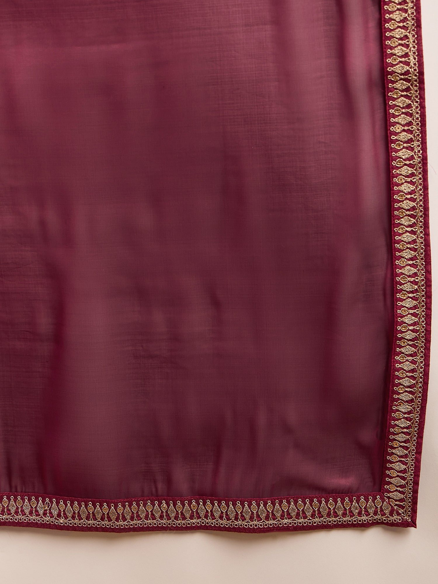 Maroon Satin Solid With Sequenced Lace Saree with Unstitched Fancy Blouse