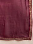Maroon Satin Solid With Sequenced Lace Saree with Unstitched Fancy Blouse