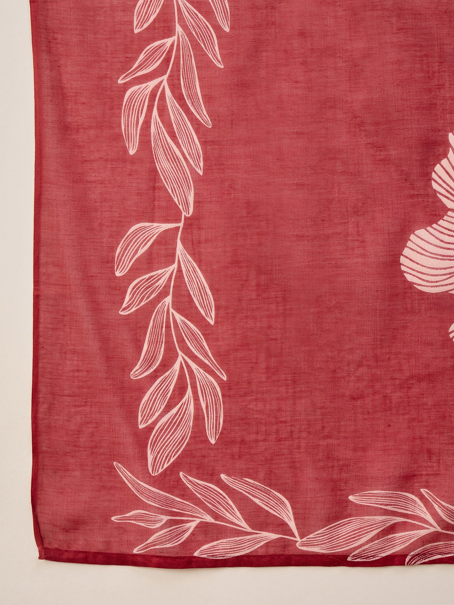 Maroon Pure Cotton Floral Printed A-Line Sleeveless Kurta Trouser With Printed Dupatta