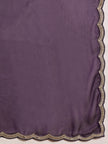 Purple Poly Chiffon Solid with Coding Border Saree with Unstitched Blouse