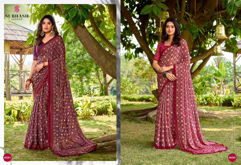 Suhani-15 : Georgette Printed Saree with Georgette Printed Blouse