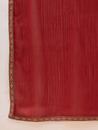 Maroon Satin Solid with Embllished Border Saree with Unstitched Fancy Blouse