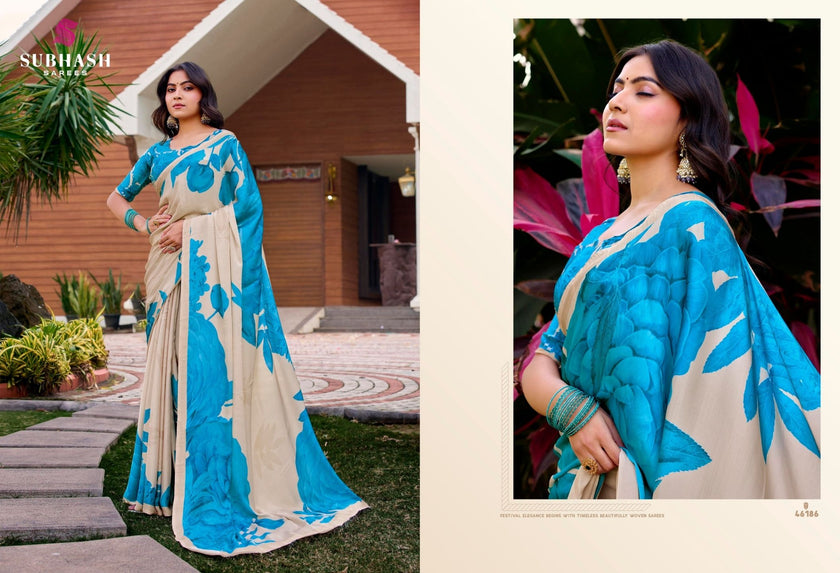 Dilnaaz: Satin Crepe Digital Floral Printed Sarees