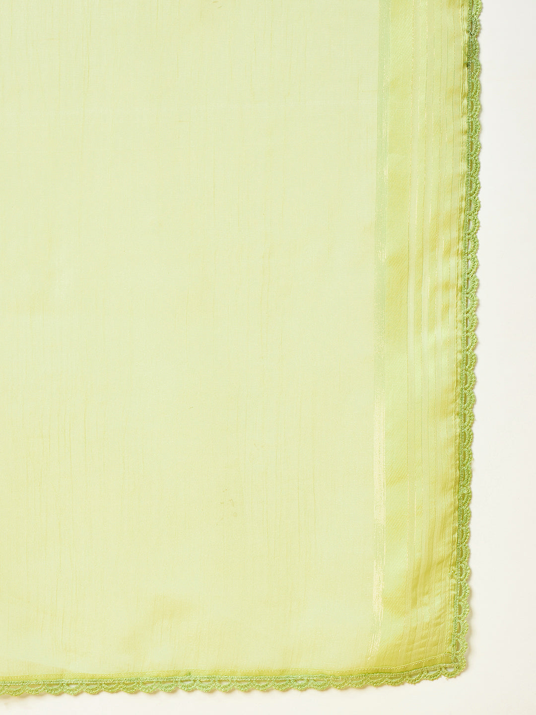 Lime Green Pure Chiffon Solid with Embllished Border Saree with Unstitched Fancy Blouse