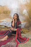 Red Pure Cotton Ajrakh Printed A-Line Kurta Trouser With Dupatta