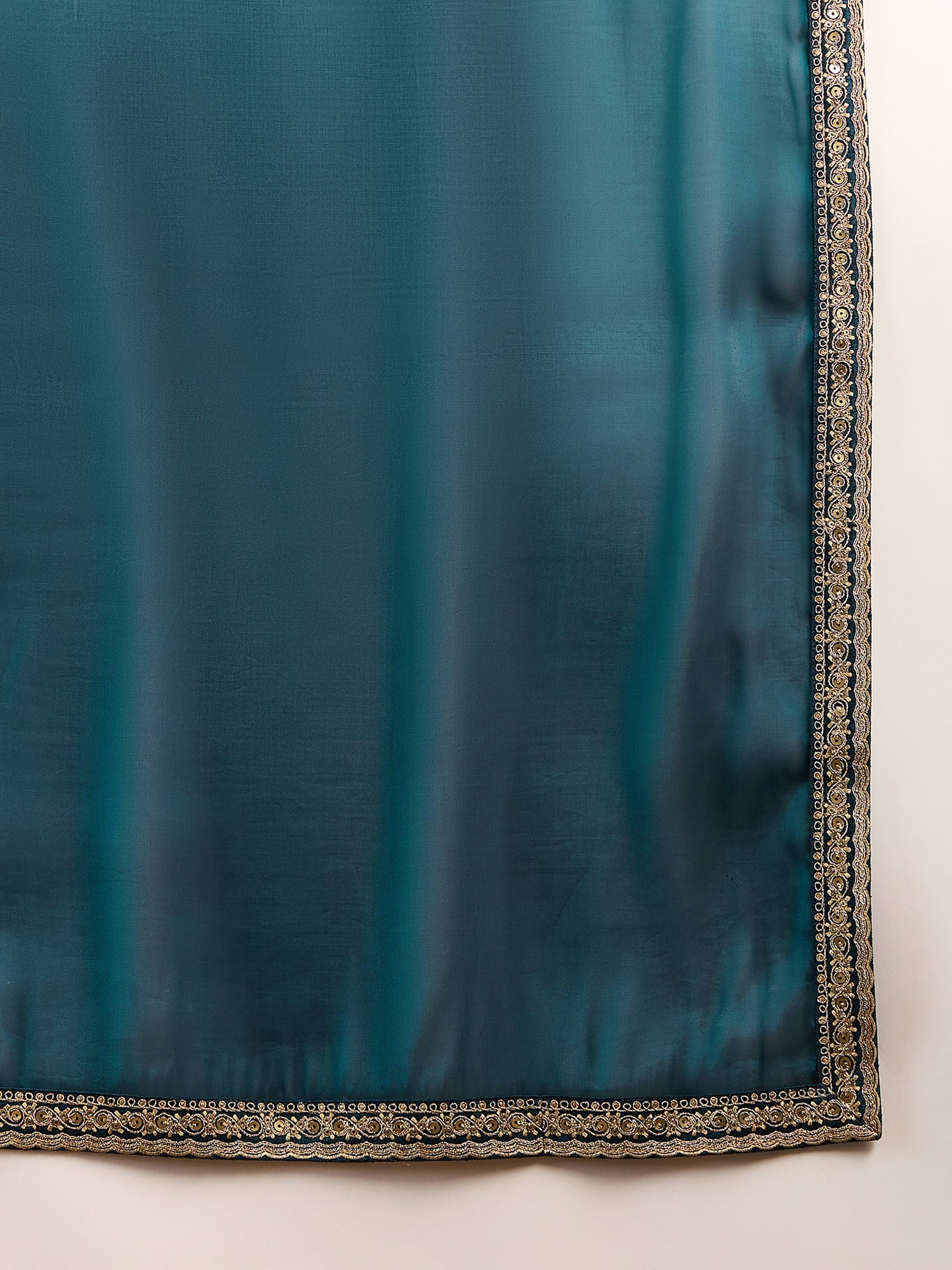 Blue Satin Solid With Sequenced Border Saree with Unstitched Fancy Blouse