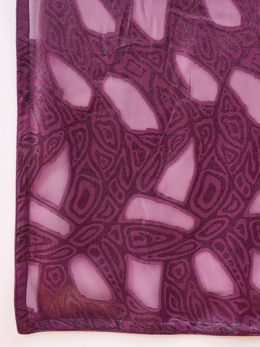 Wine Brasso Woven Design  Saree with Unstitched Fancy Blouse