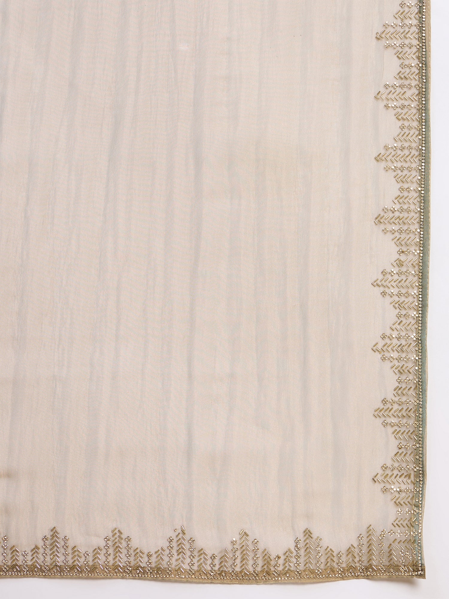 Beige Organza Solid With Stone Work Border Saree with Unstitched Blouse